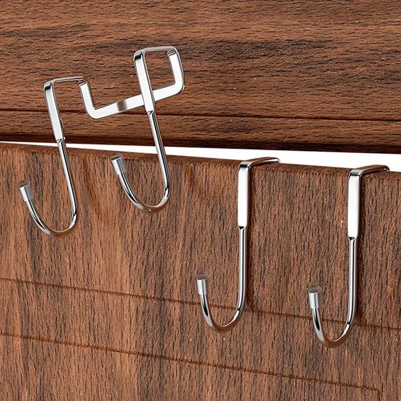 5PC 304 Stainless Steel Hook Free Punching Double S-Shape Hook Kitchen Bathroom Cabinet Door Back Type Coat Towel Storage Hanger
