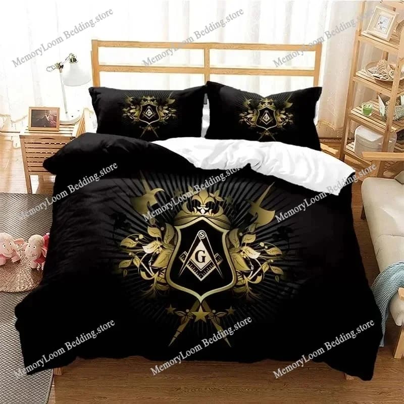 Masonic Freemason Illuminati Bedding Set Boys Girls Twin Queen Size Duvet Cover Pillowcase Bed Kids Adult Home Textileextile