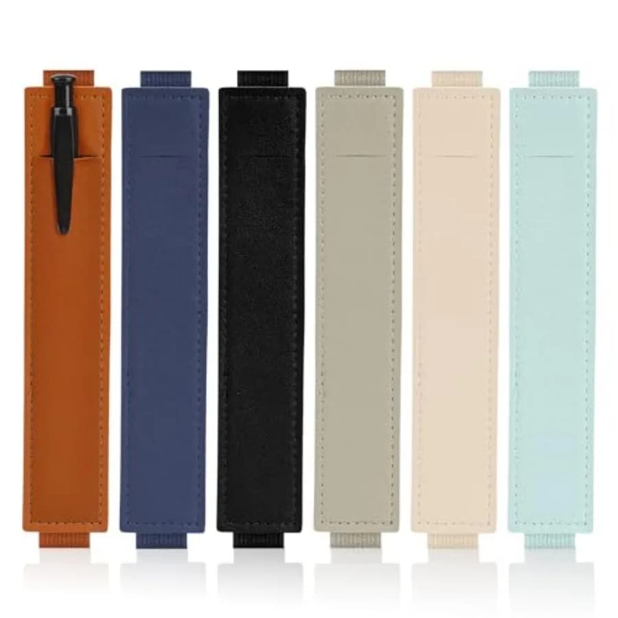 Set di 6 Portapenne Regolabili con Fascia Elastica, Astuccio Colorato in Pelle PU per Penne e Matite, Ideale per Agende e Quaderni