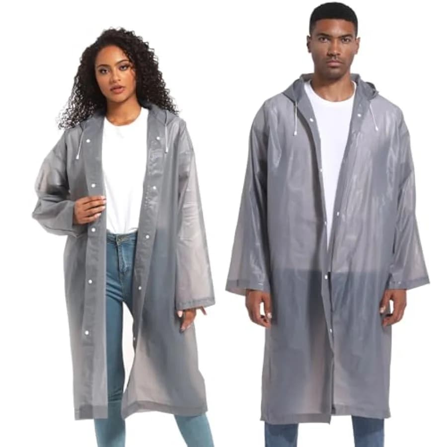 Rain Ponchos for Adults Raincoats 2 PACK Reusable Rain Jackets Emergency Rain Ponchos with Hooded