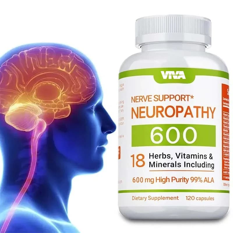 Neuropathy supplement 600 mg - Supports nervous system, relieves stress, promotes brain function and increases energy