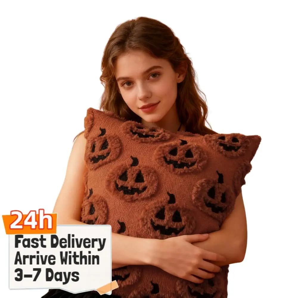 2Pcs Halloween Funny Face Pumpkin Throw Pillow Covers Soft Cushion Cover Couch Cushion Case for Spooky Season & Cozy Fall Decor