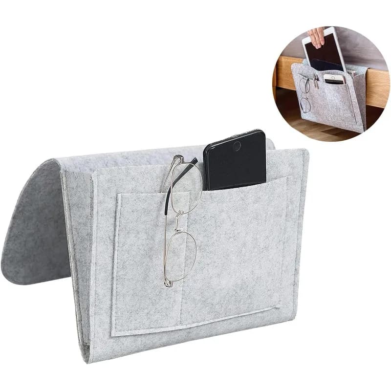 Universal bag for sofa armrests, phone stand for non-slip reclining bedside table, hanging organizer for remote accessories