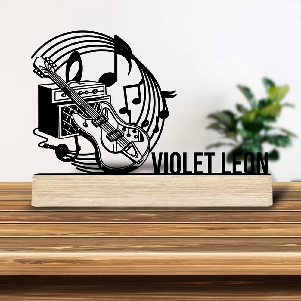 1pc Personalized Iron Desktop Ornament Customizable Name Equipped with A Wooden Base Desktop Decorations,Office Decorations