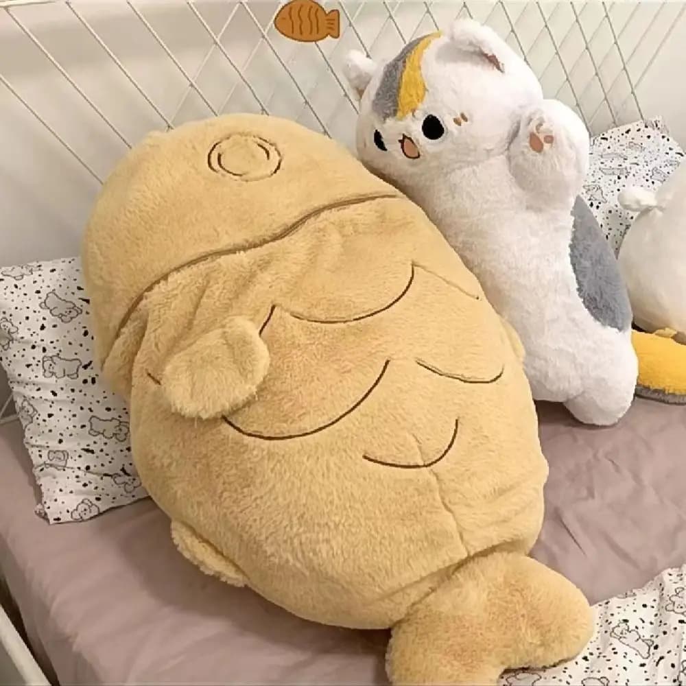 Peluche Gatto Taiyaki Kawaii 30/40cm, Adorabile Decorazione per la Casa, Animale di Peluche Creativo, Regalo di Compleanno per Ragazze