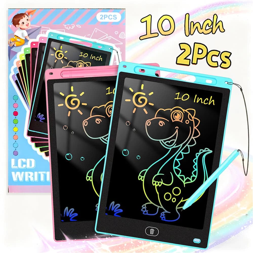 2 pezzi Tablet LCD da 10 pollici per disegno, lavagna per bambini, blocchi per disegnare e scrivere, giocattoli per bambini di 3, 4, 5, 6, 7, 8 anni, per ragazze e ragazzi