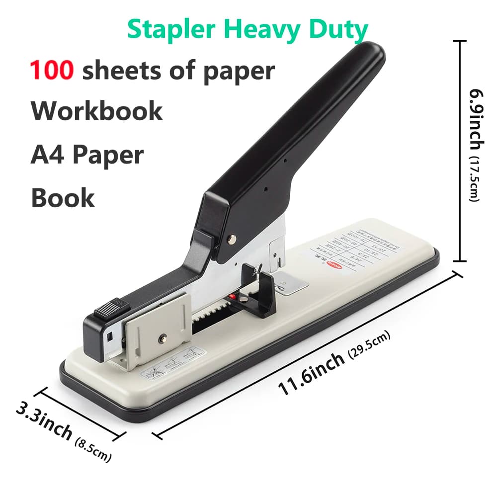 Cucitrice a Pressione 29.5X17.5X8.5CM per Scuola/Carte/Opuscoli/Libri, Cucitrice Industriale Resistente Regolabile Salva-Lavoro
