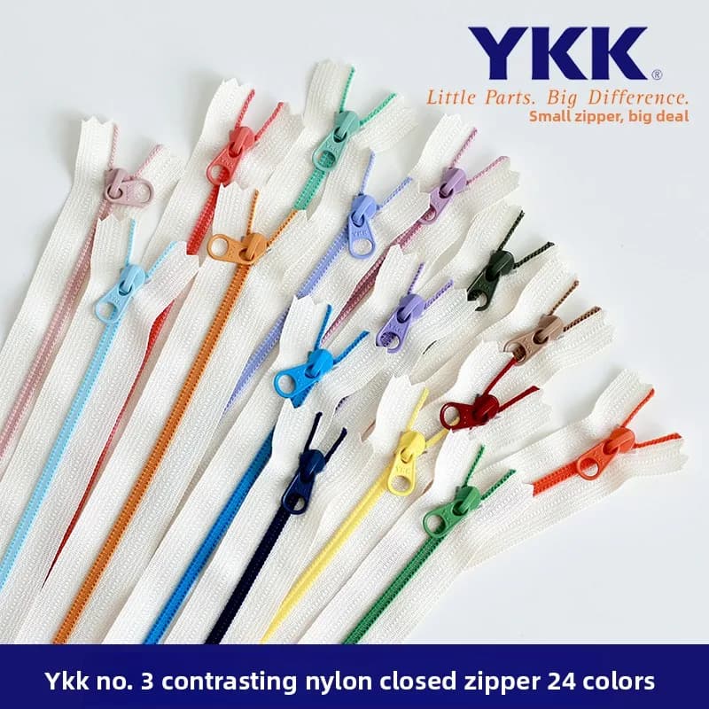 30 pezzi YKK3 Cerniera in nylon a contrasto con coda chiusa Accessori fai da te in tessuto Borsa fatta a mano 24 colori 12 15 20 cm