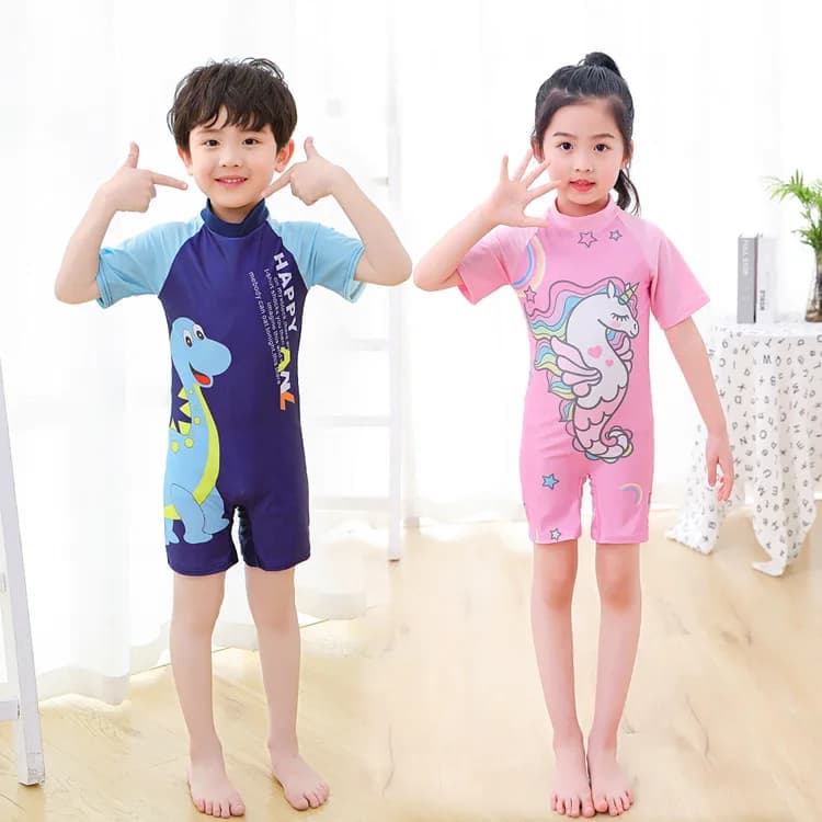 Children's Indoor Swimwear with Cartoon Drawings, Fast Drying, For Boys and Girls, Baby Swimwear