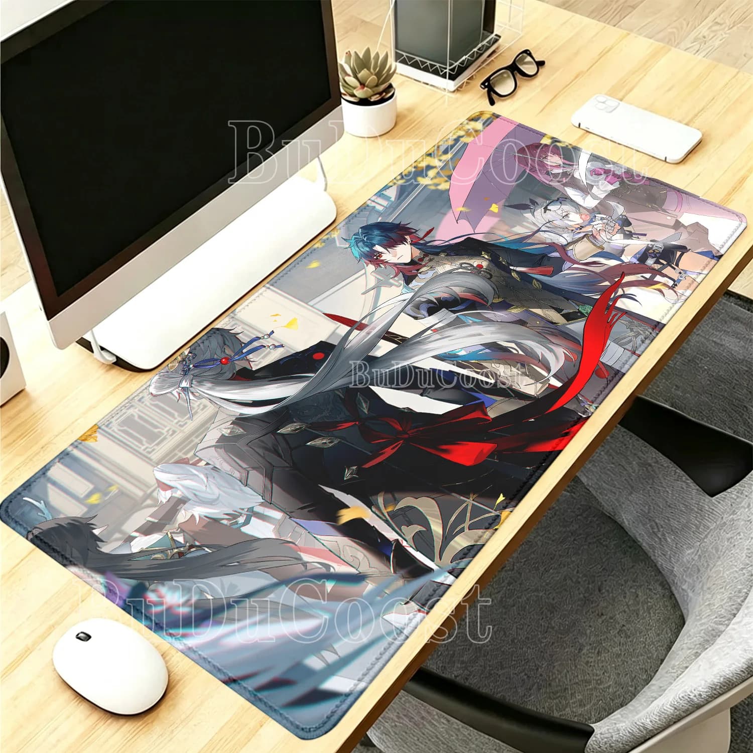 Tappetino per mouse Gaming Honkai Star Rail HSR Blade Mortenax, tappetino per mouse con stampa HD per tastiera esports, accessori da ufficio, tappetino da scrivania con bordi overlock