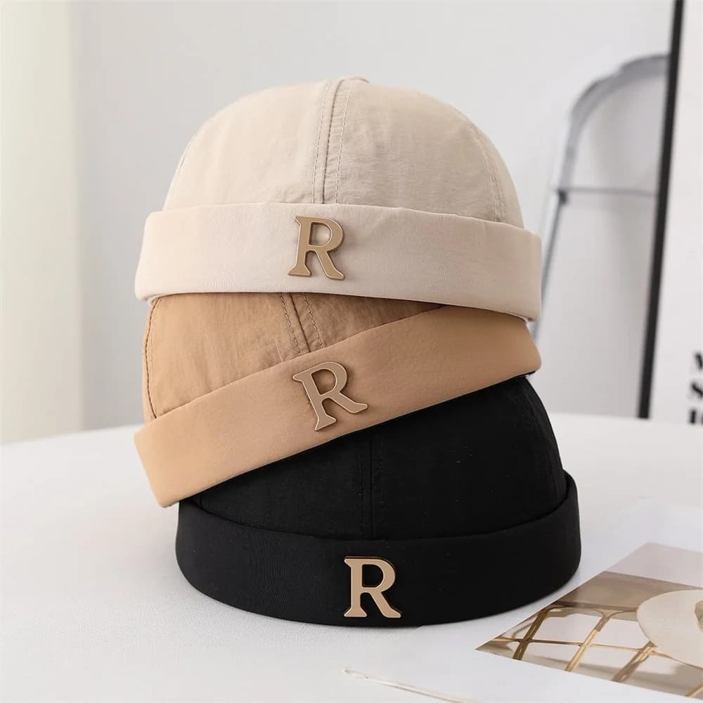 Cappello Estivo Unisex Senza Visiera con Lettera X, Berretto da Marinaio ad Asciugatura Rapida, Cappello Senza Tesa Hip Hop per Uomo e Donna, Moda Streetwear