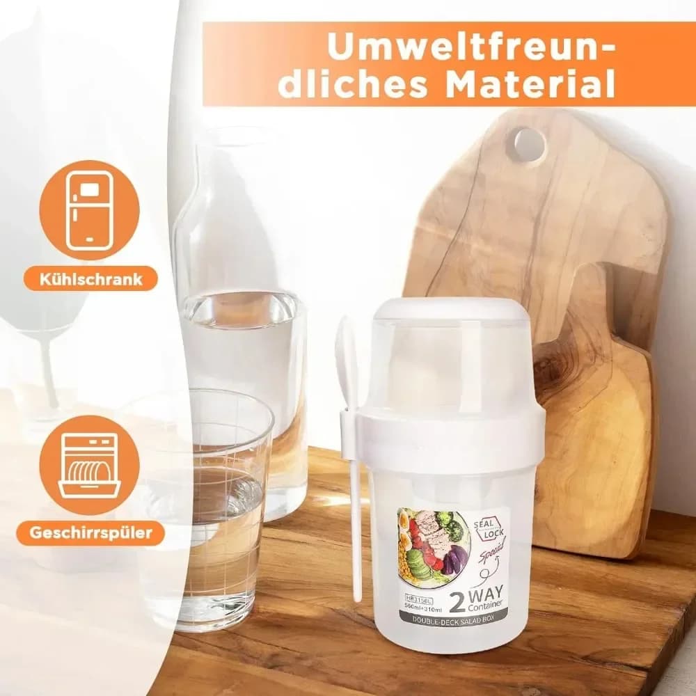 Tazza per insalata Tazze per colazione Conservazione portatile degli alimenti Bento Box Farina d'avena Cereali Noci Contenitore per yogurt Set con forchetta per la scuola