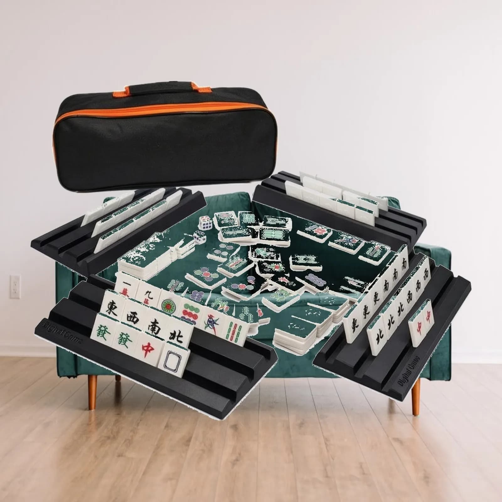 Portable Travel Mahjong Set Compact 144 Tiles Racks Dice Storage Bag Lightweight Chinese Game for Outdoor Camping Family Party