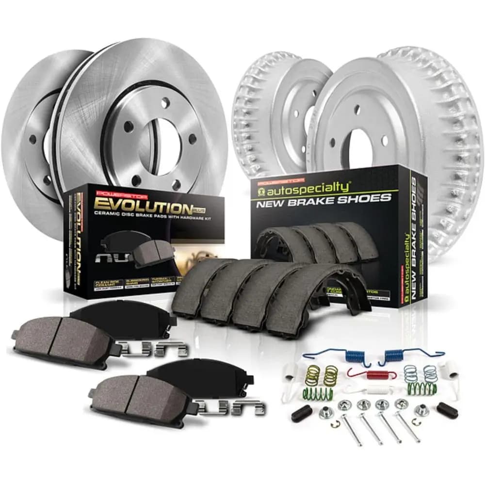 Power Stop KOE15227DK Kit Freni Anteriori e Posteriori di Ricambio Autospecialty - Tamburi Freno OE e Pastiglie Freno Ceic per 2003-2008 [el Specii