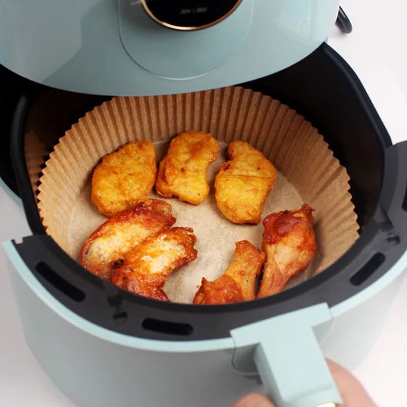 【YA】50pcs 16cm Air Fryer Disposable Paper Liner Non-Stick Mat Wood Pulp Round Paper