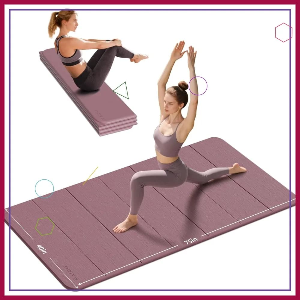 Tappetino Yoga Pieghevole 10mm di Spessore in TPE Antiscivolo 75x40 Pollici Extra Large per Yoga, Pilates e Viaggi