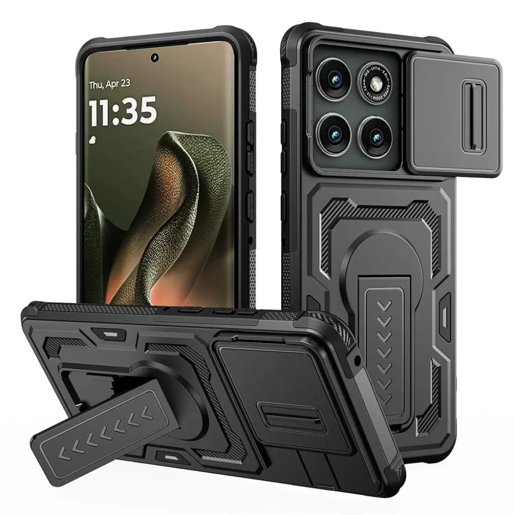 Heavy Duty Shockproof Case W/ Slide Camera Len Cover Kickstand for Motorola Moto G Play 2026 Edge 60 Pro G Stylus Power 5G 2025