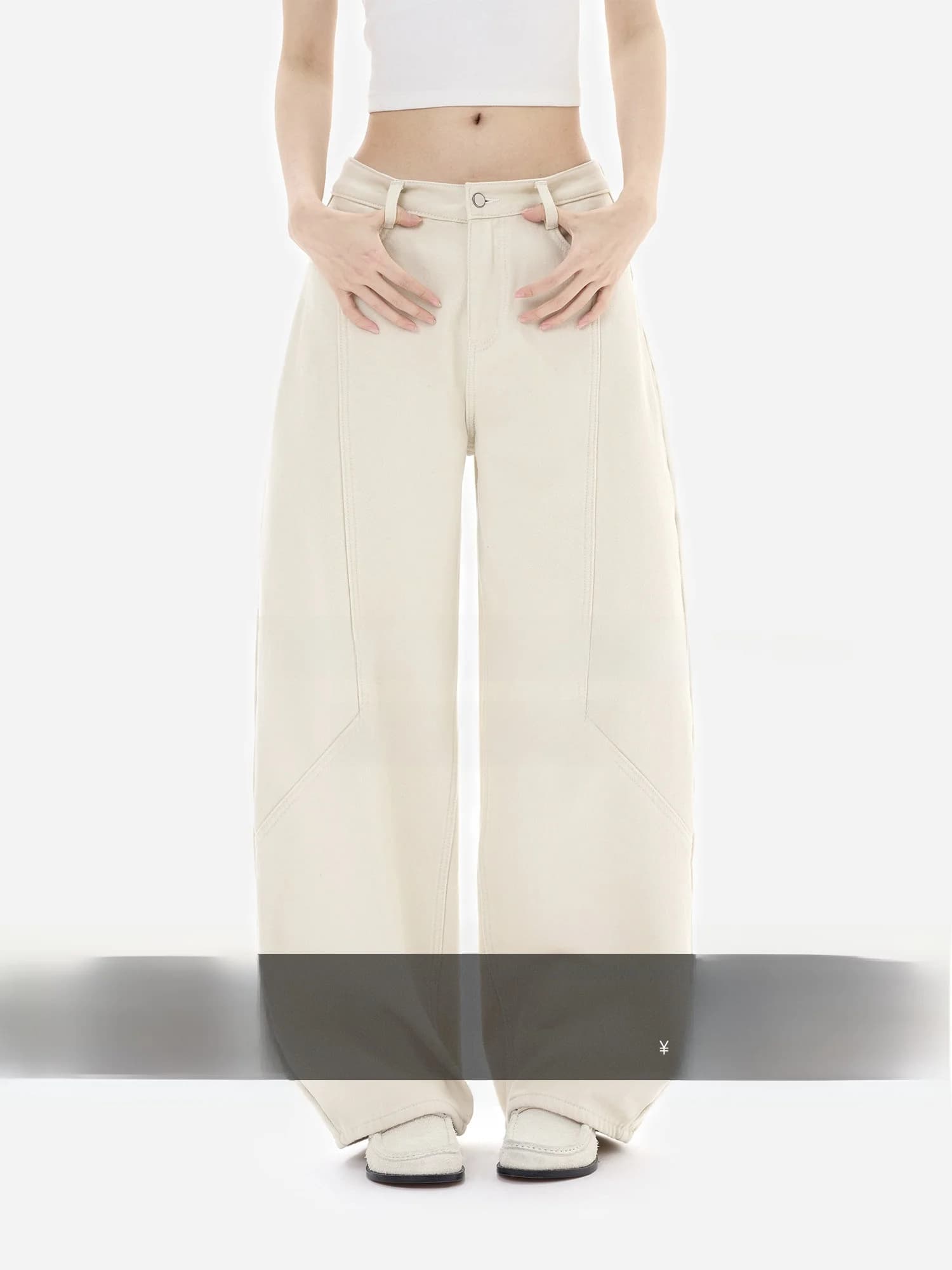 HonoreGuYue Deconstructed 3D Stitched Fleece Lined Knife Jeans Clean Line High Waist Casual Cotton Blend Women's Pants