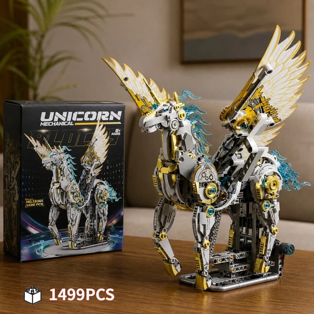 Blocchi da Costruzione Unicorno Mitologico Pegaso 1499 Pezzi, Modello Meccanico Tecnico Animale con Luci, Mattoncini STEM MOC, Regalo
