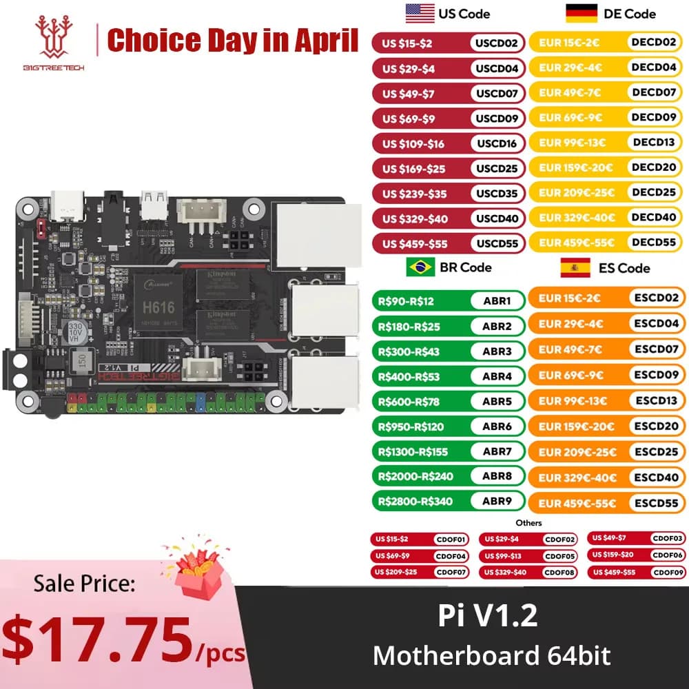 BIGTREETECH BTT Pi V1.2 VS Orange Pi Raspberry Pi Motherboard 3D Printer Accessories 64-bit 3D Printer