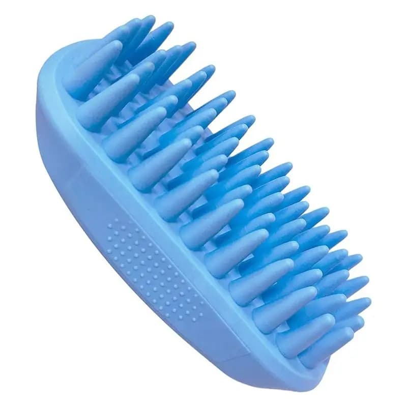 KYCOR-Pet Shampoo Brush For Dogs, Cats-Medium Large Sizes Anti-Skid Rubber, Grooming Tool For Long& Short Hair Pet Mouse Blue