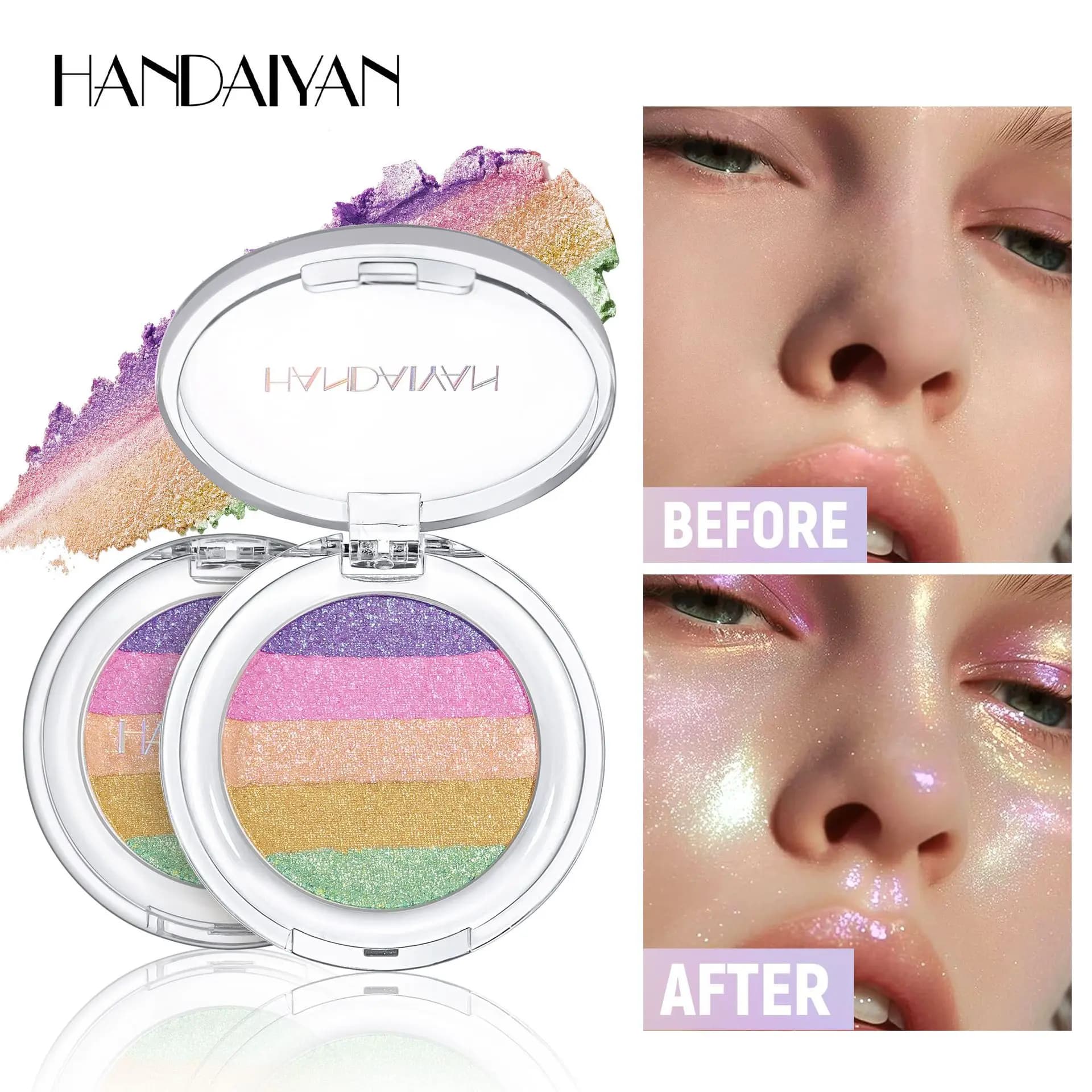 5-color Rainbow Highlighter Powder Combinations Metallic Chameleon Eye Shadow Palette Body Brightens Pearl Glitter Shiny Makeup