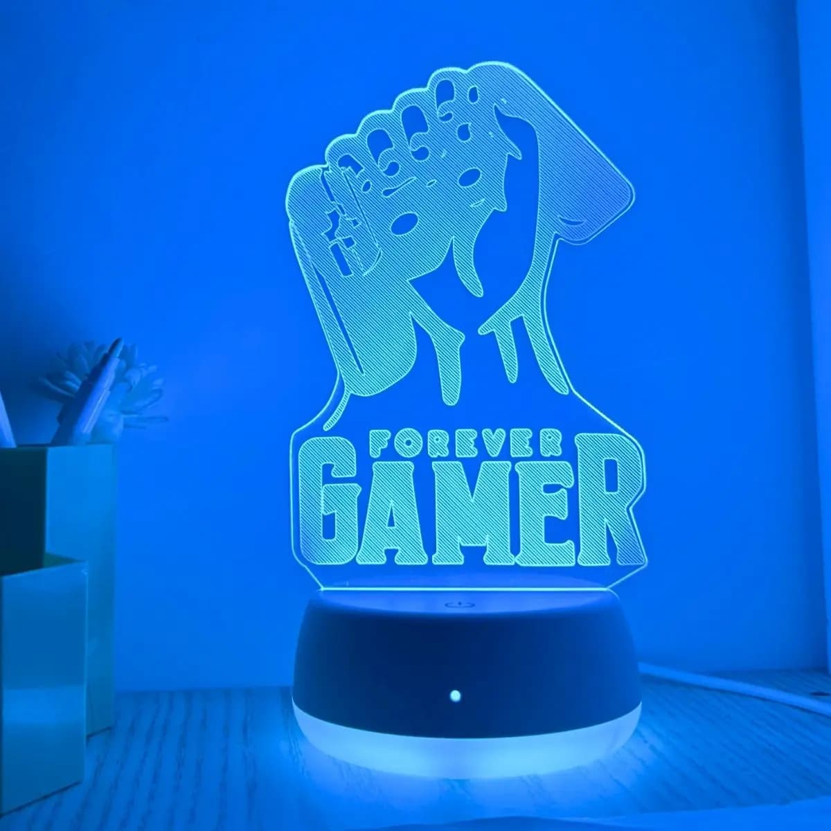 USB 3D Luce notturna Gioco Pugno Atmosfera Luce Colore Touch Cambia luce notturna Decorazione della stanza Lampada da scrivania