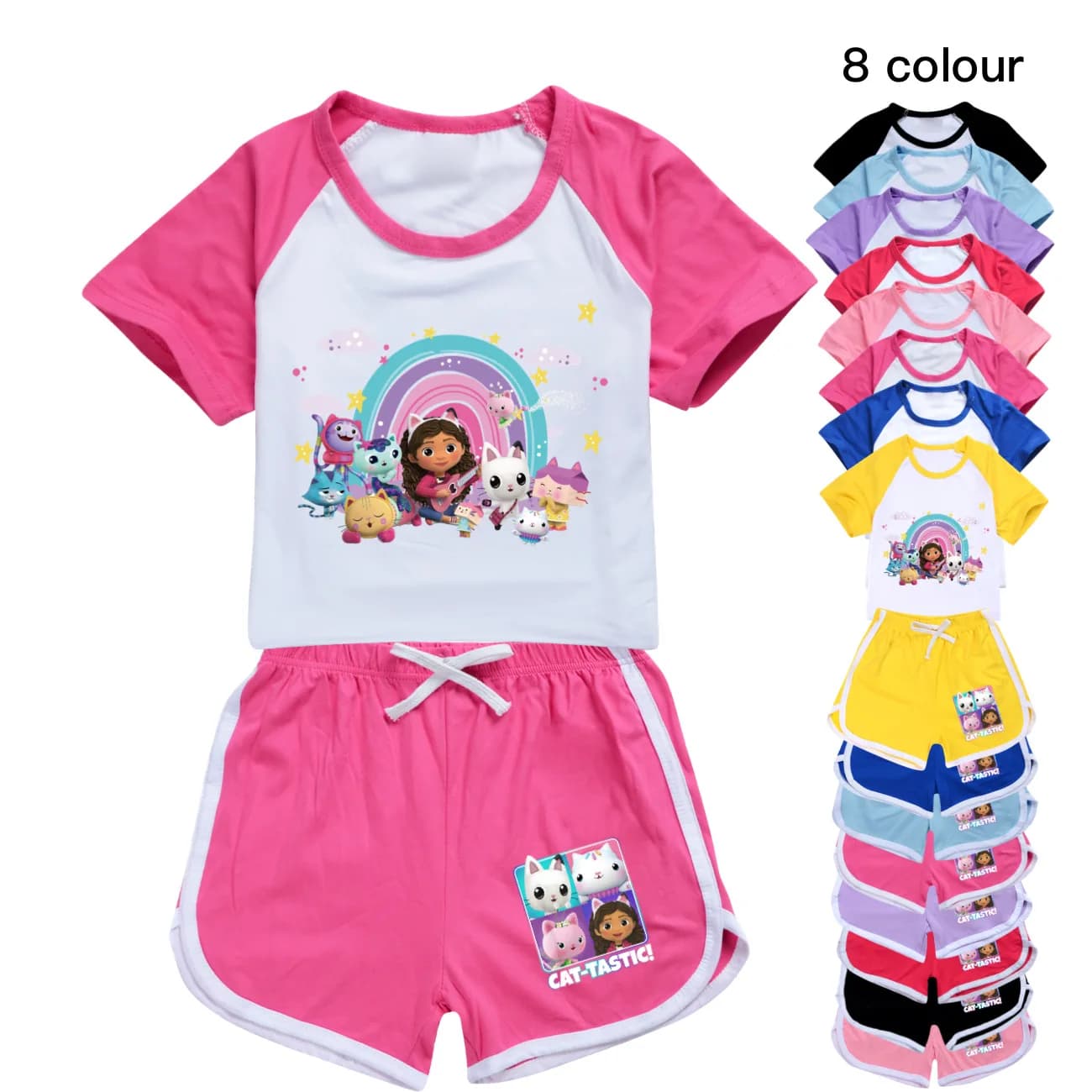 Gabby Dollhouse Girls Sportswear Set Toddler Boy Clothes pigiama estivo Gabby Cats maglietta a maniche corte in cotone + pantaloncini Costume