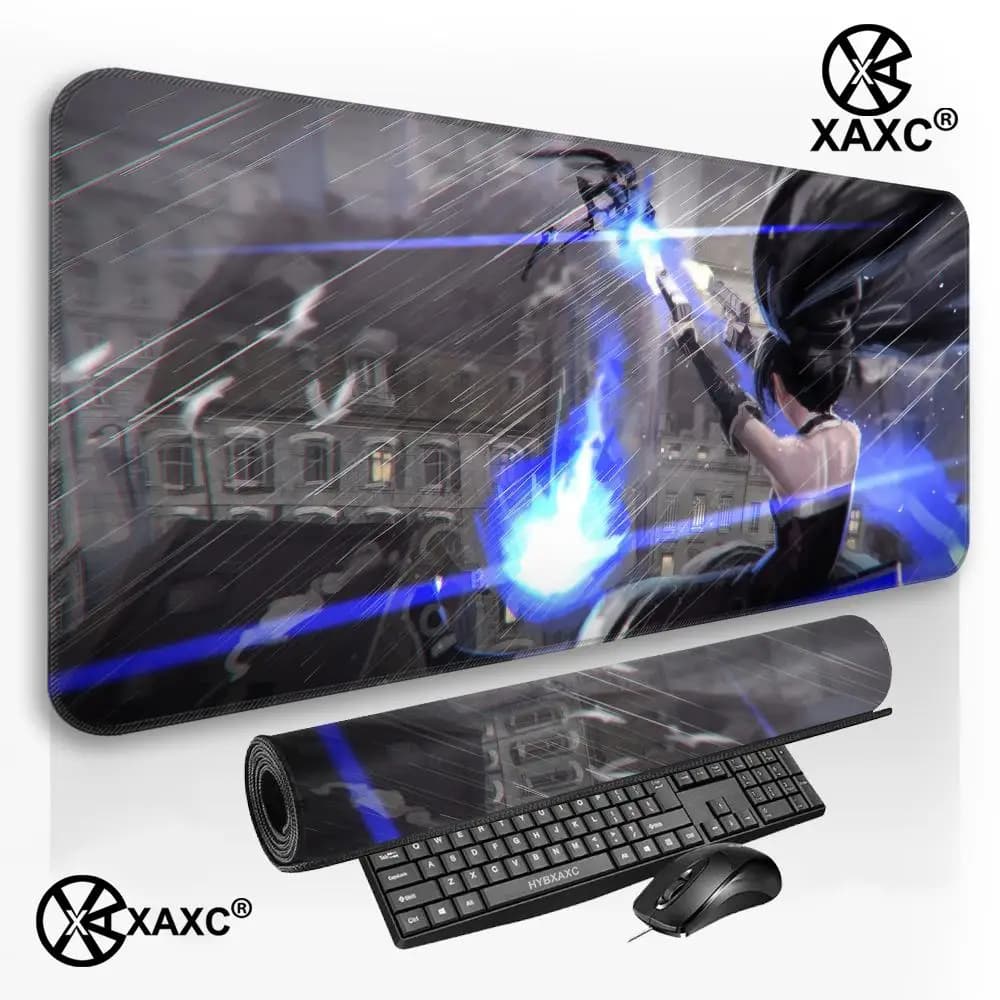 BRS Dark Twin Tail B-Black Rock Shooter Anime Girl With Giant Cannon XXL gAMING Mouse Pad Non-slip Rubber Edge Desk Mat XAXC