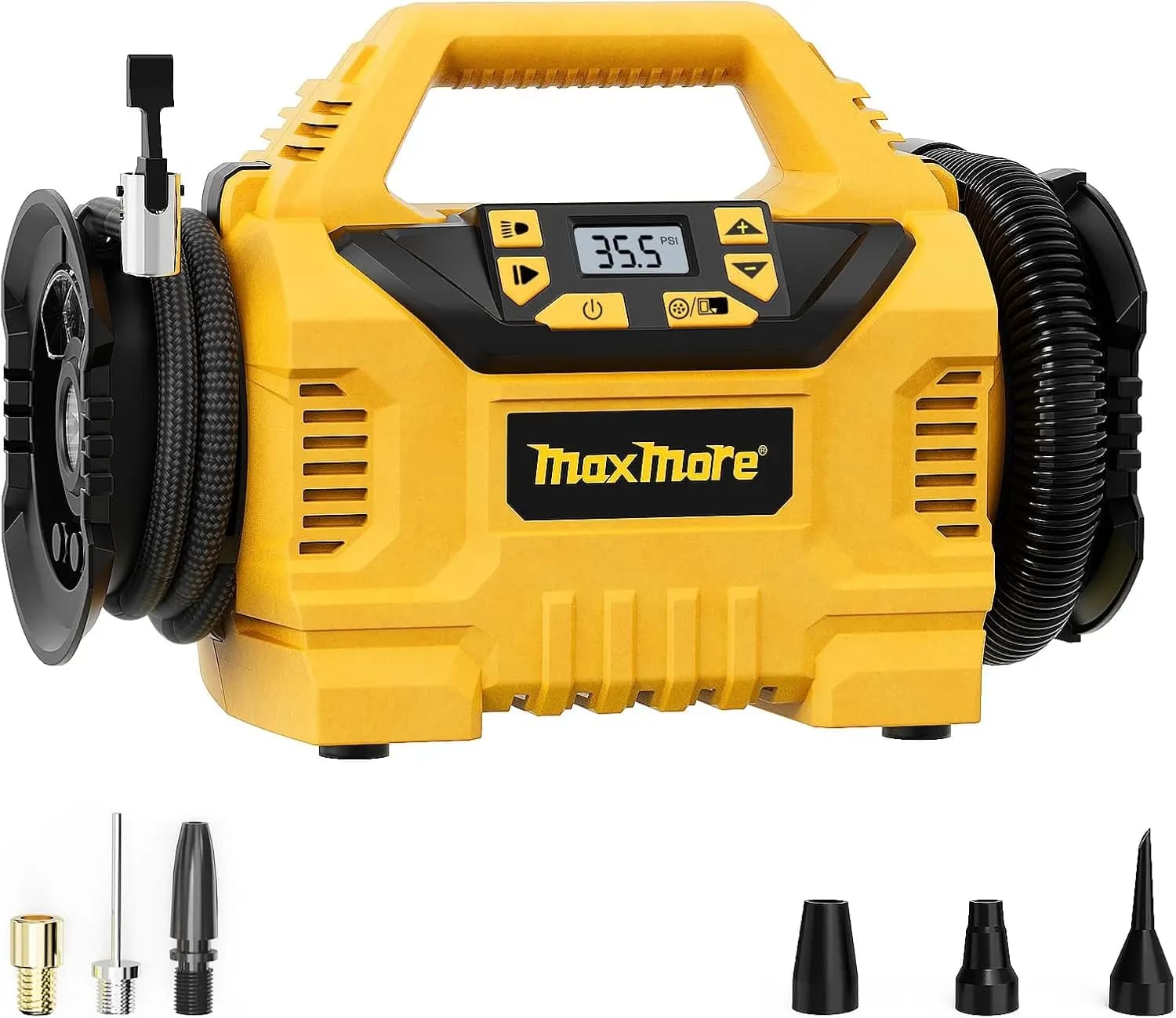 Portable Air Compressor, Pneumatic Air Compressor, 160 PSI Wireless With Digital Pressure Gauge, Automatic Switching, LED Light for Auto, Bike