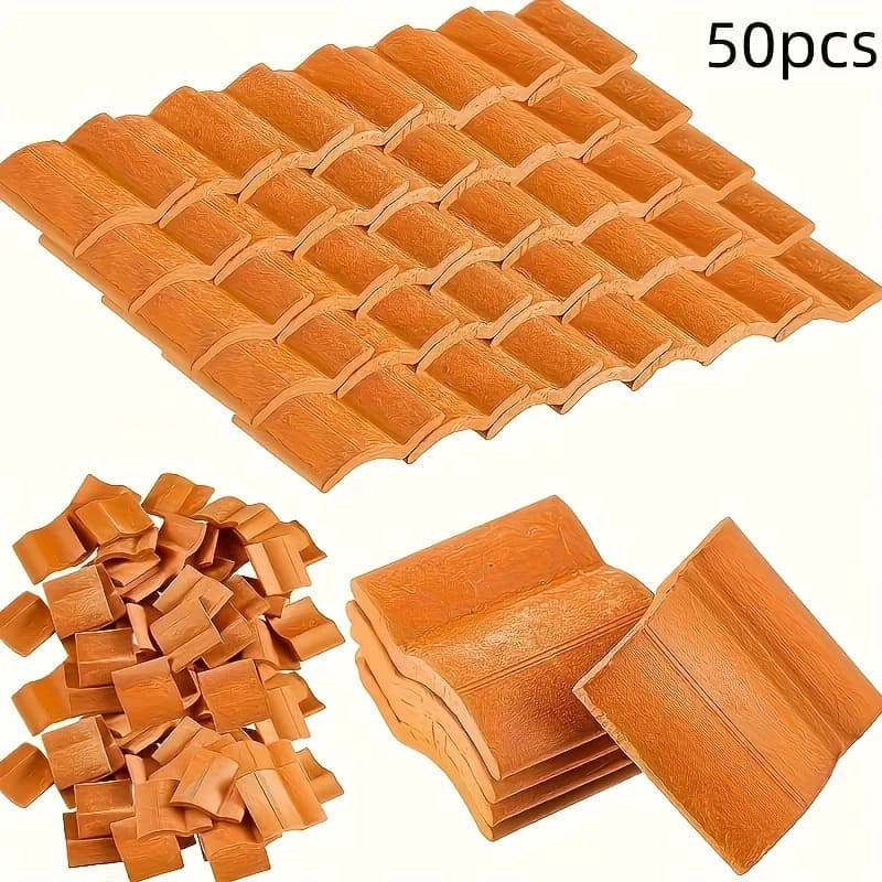 50 mini piastrelle per tetto rosso, set di costruzione di modelli in mattoni grigi, materiale in argilla, scultura di piastrelle in miniatura, accessori paesaggistici set fai da te