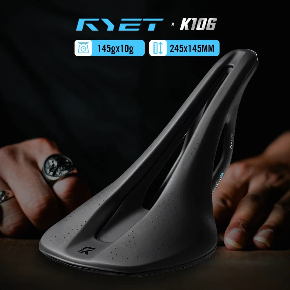 Sella RYET K106F Full Carbon 143mm Ultra Leggera 145g 175g Doppio Imbottimento Schiuma Sottovuoto Stampata in 3D 7x9mm Rail MTB Bici da Corsa Gravel