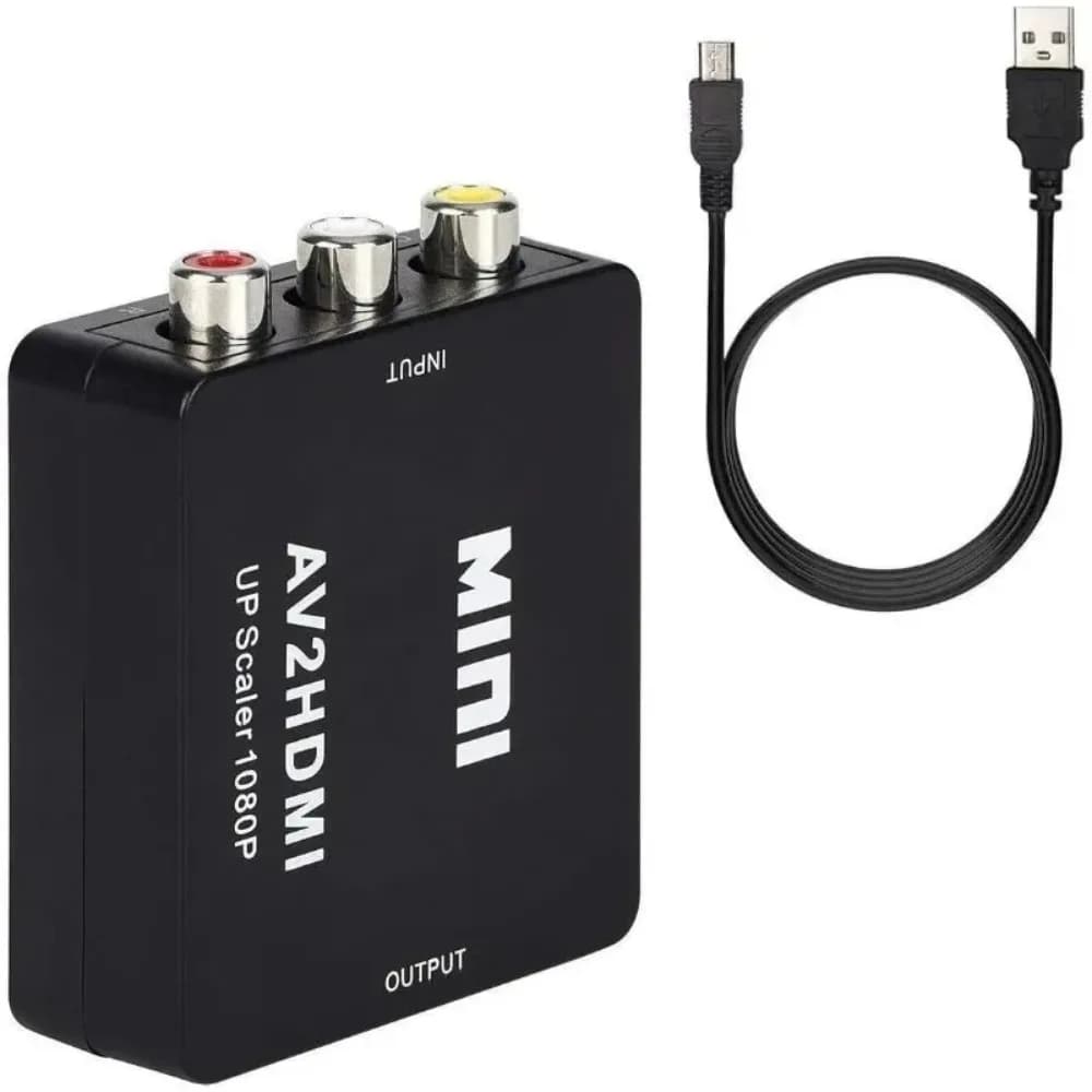 Mini RCA Composite BSWL RCA To HDMI 1080P AV To HDMI Converter with USB Charge Cable CVBS Adapter Supporting PAL/NTSC Suitable