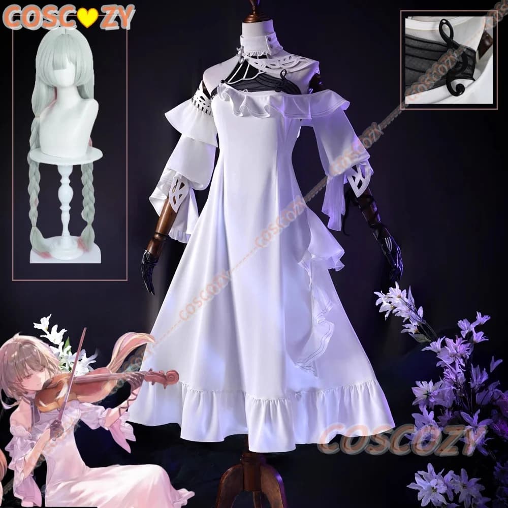 Wuthering Waves Phrolova Costume Cosplay Parrucca Abito bianco Uniforme Outfit Puntelli Set completo per le donne Ragazze Fractsidus Holliday Cos
