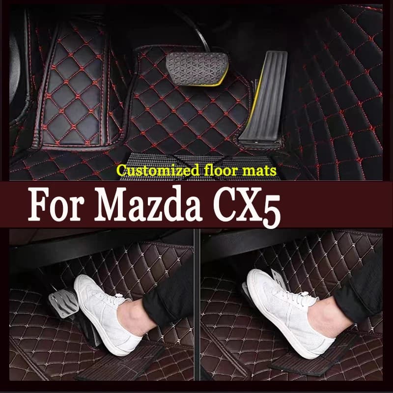 Tappetini per auto in pelle su misura per Mazda CX5 CX-5 2015 2016 Dettagli interni Tappeti per auto Tappeti Tappetini per piedi Accessori