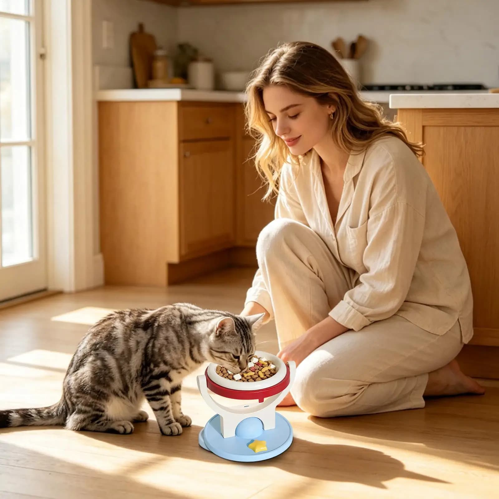 Elevated Cat Bowl Wall-Mounted Anti-Tipping Folding Adjustable Pet Feeder Cat Raised Food Bowl for Travel Indoor Outdoor Feeding