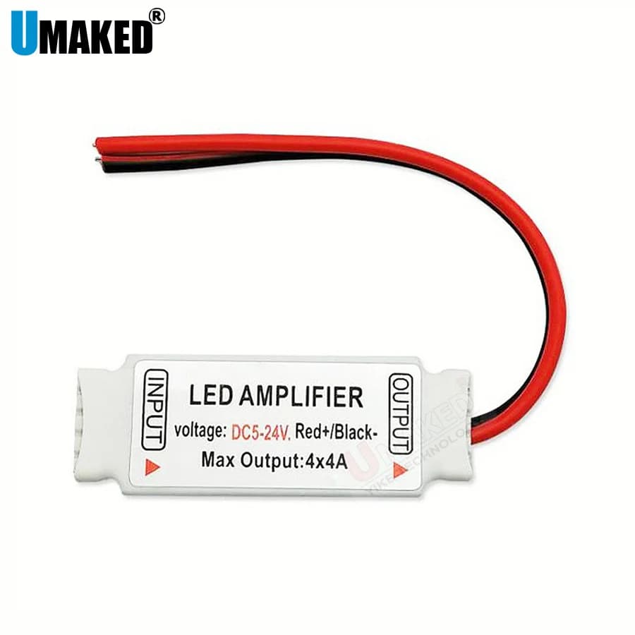 1pc RGBW LED Amplifer DC5-24V 4A*4 Channel LED Amplifiers With Female Plug for RGBW LED Strip Power Repeater Console Controller