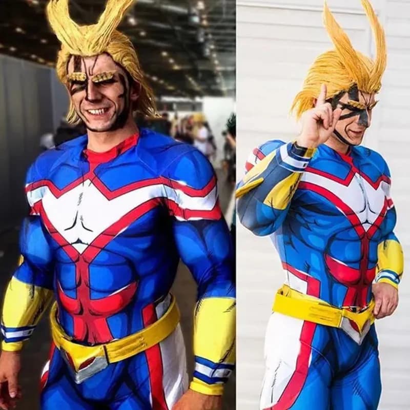 All Might Costume Cosplay Boku no Hero Academia Ragazzi Uomo Maschio Vestito da supereroe Tuta di Halloween Adulti Bambini Zentai