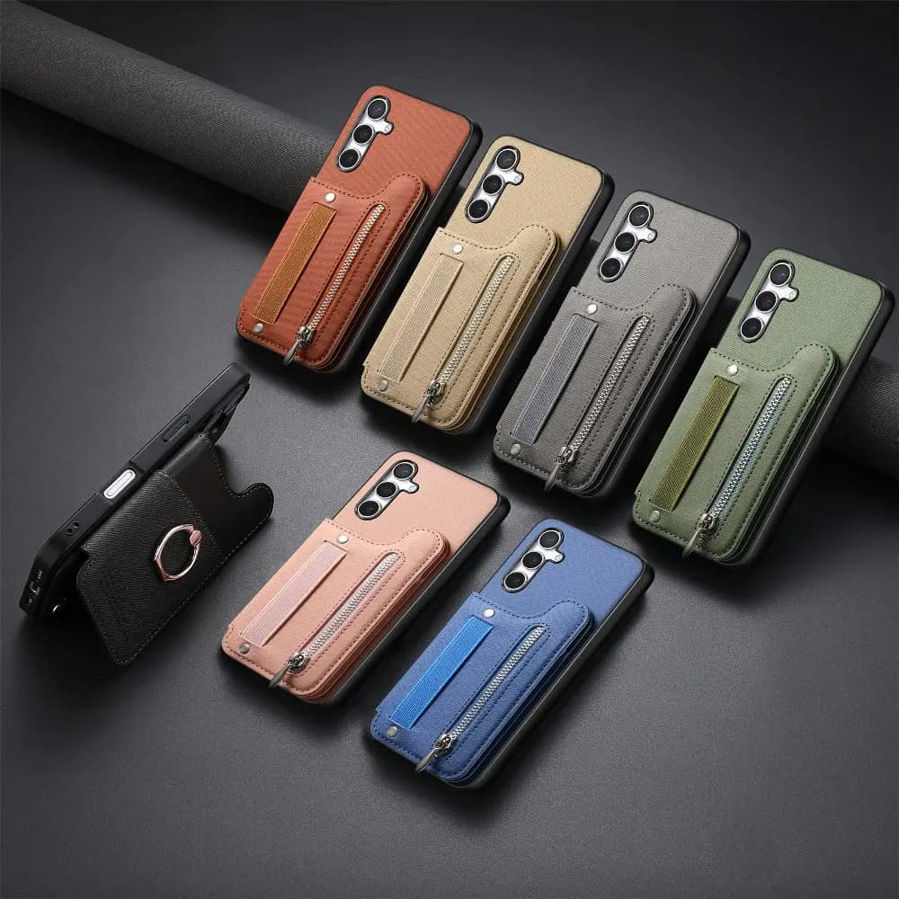 Custodia per telefono in pelle con slot per carte con fibbia magnetica per OPPO Find X8 Pro/A3X/Reno13 Pro 13 F/Realme 13 Pro + con polso in corda elastica
