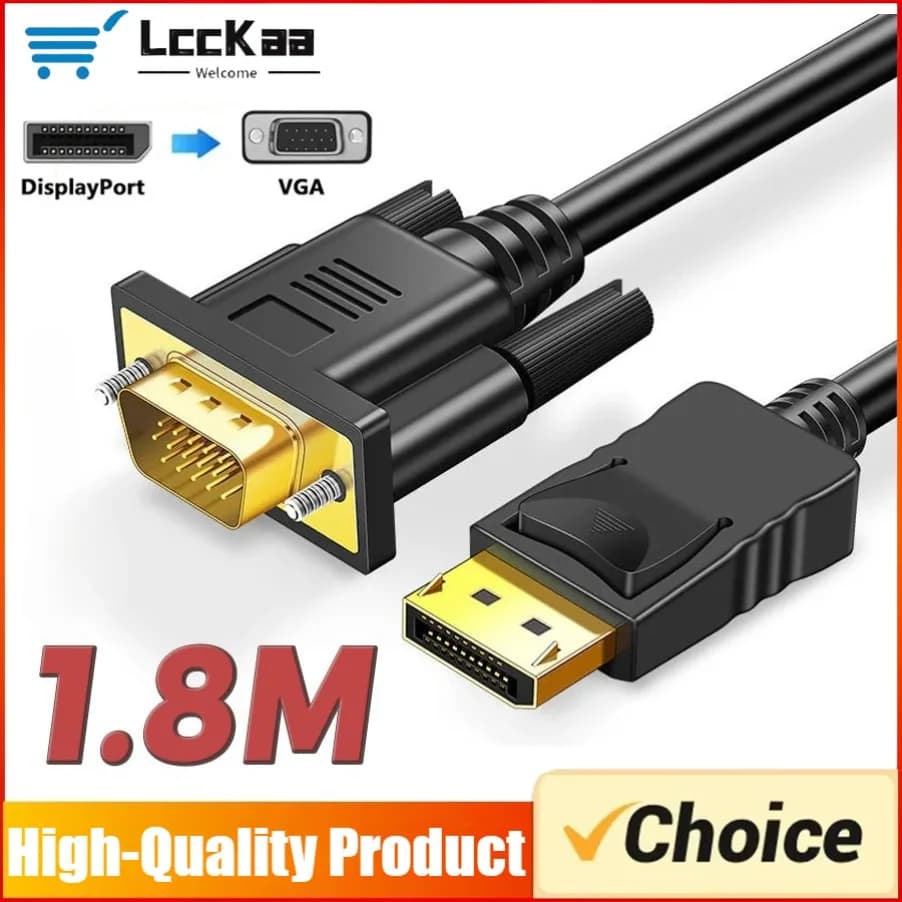 Convertitore DisplayPort a VGA da 1,8 M Adattatore di connessione DP a VGA Cavo da 1,8 m Full HD 1080P per proiettore monitor TV PC desktop portatile