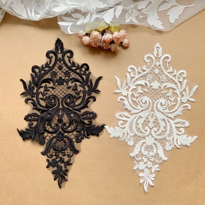 2 pezzi modello a griglia ricamo ricamato pizzo foglia fiori patch fatto a mano fai da te abito da sposa petto schienale accessori RS4163