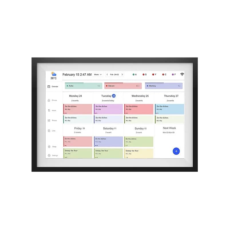 Cornice Digitale Intelligente Transfrontaliera da 15,6 Pollici ad Alta Definizione con Display Touch, Calendario Elettronico, Orologio e Riproduzione Video MP4