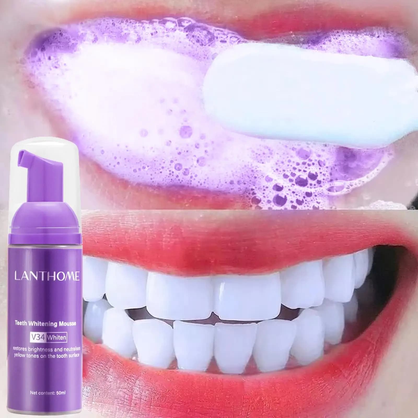 50MLMousse Tooth Whitening Remove Your Macchie Fresh Food Toothpaste Hygiene Mousse Whitening Snails Oral Cleaning N8P2