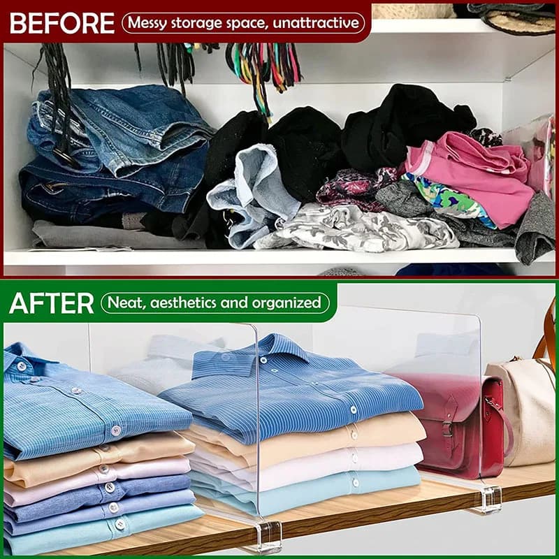2/4Pcs Cabinet Bookshelf Partition Board Acrylic Shelf Dividers Clear Wardrobe Shelf Organizer Closet Separator Clothes Shelves