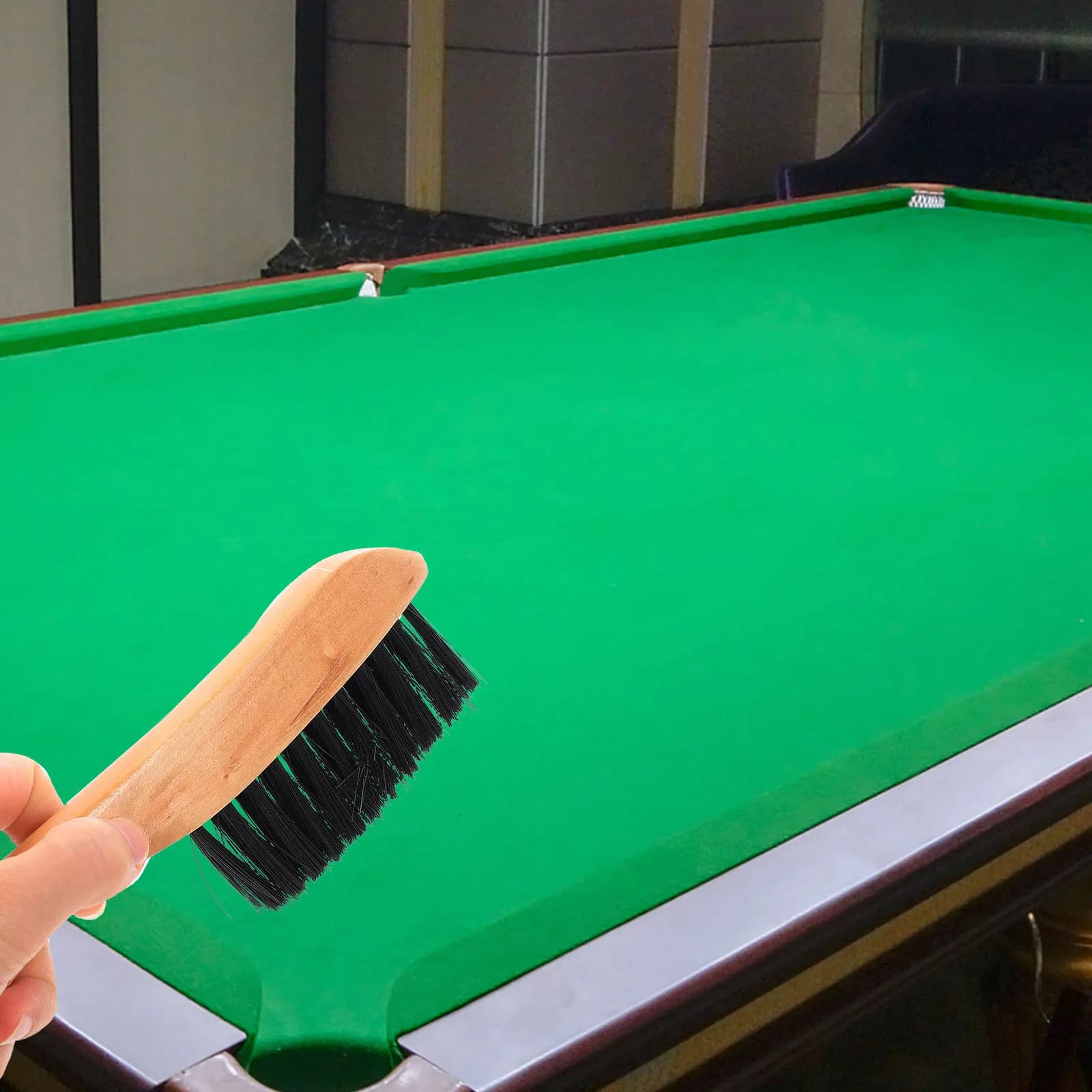 Set di Pulizia per Tavolo da Biliardo, Kit Spazzola per Tavolo da Pool con Setole Lunghe a Doppia Lunghezza, Supporto per Stecche Stabile Senza Graffi