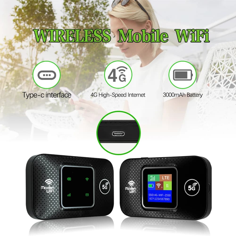 4G LTE Wireless Internet Router Wireless WiFi Router 150Mbps Hotspot Portable WiFi Device Plug Play Smart WiFi Router for Travel