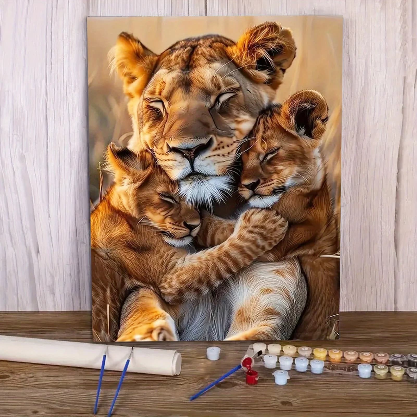 Warm Lion Theme Digital Oil Painting Paint By Numbers Kit Canvas Hand Drawing Picture Home Wall Decor Art Gift for Friend Family