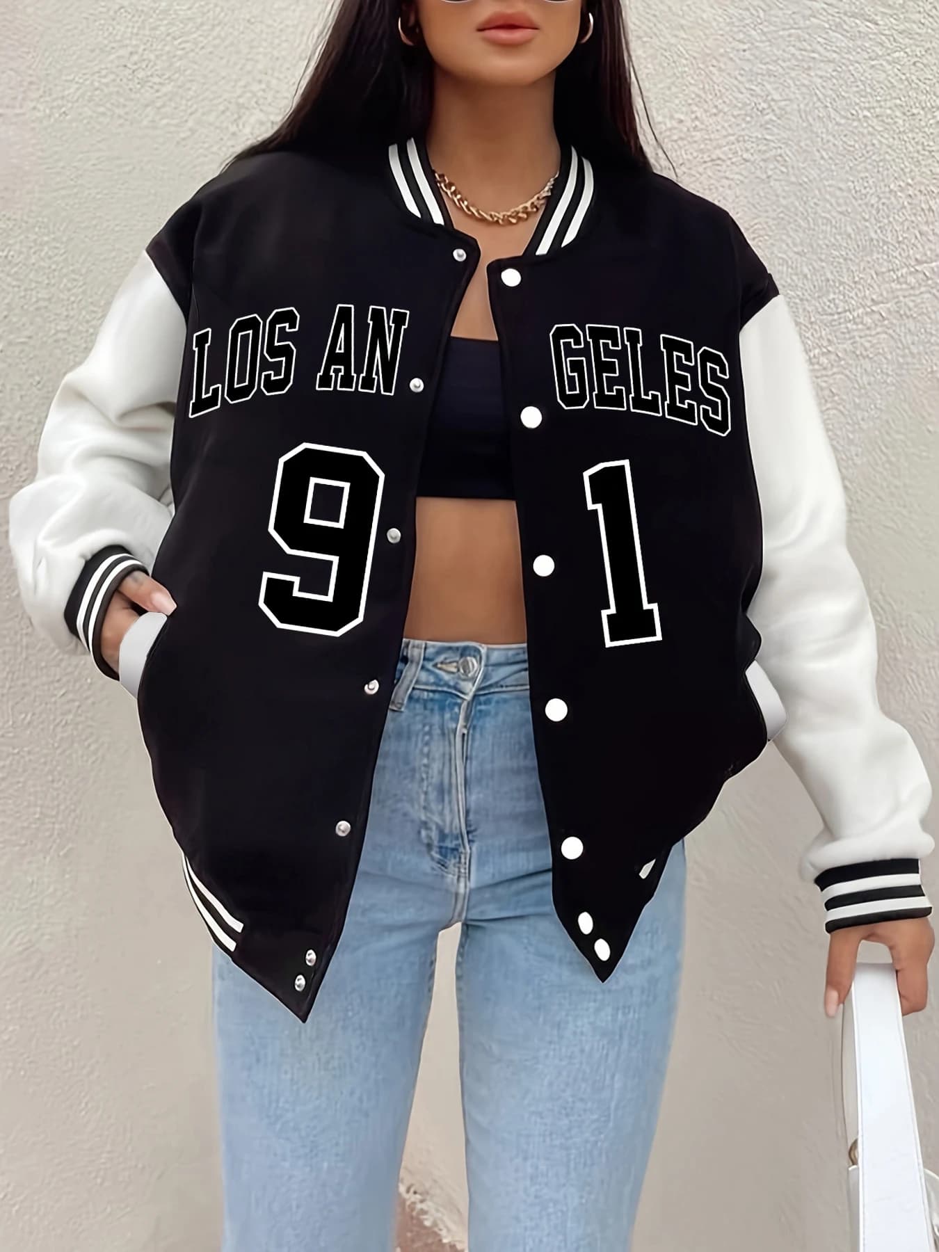 Los Angeles 91 Stampe di lettere Giacche Donna Inverno Pile Uniforme da baseball Moda Strada Giacca casual Caldo morbido Abbigliamento donna