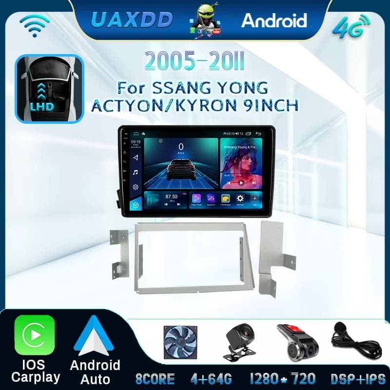 Android HD 9 pollici Touch Screen Multimedia Autoradio Per SSang yong Actyon Kyron 2005-2011 Lettore Video di Navigazione GPS All In One