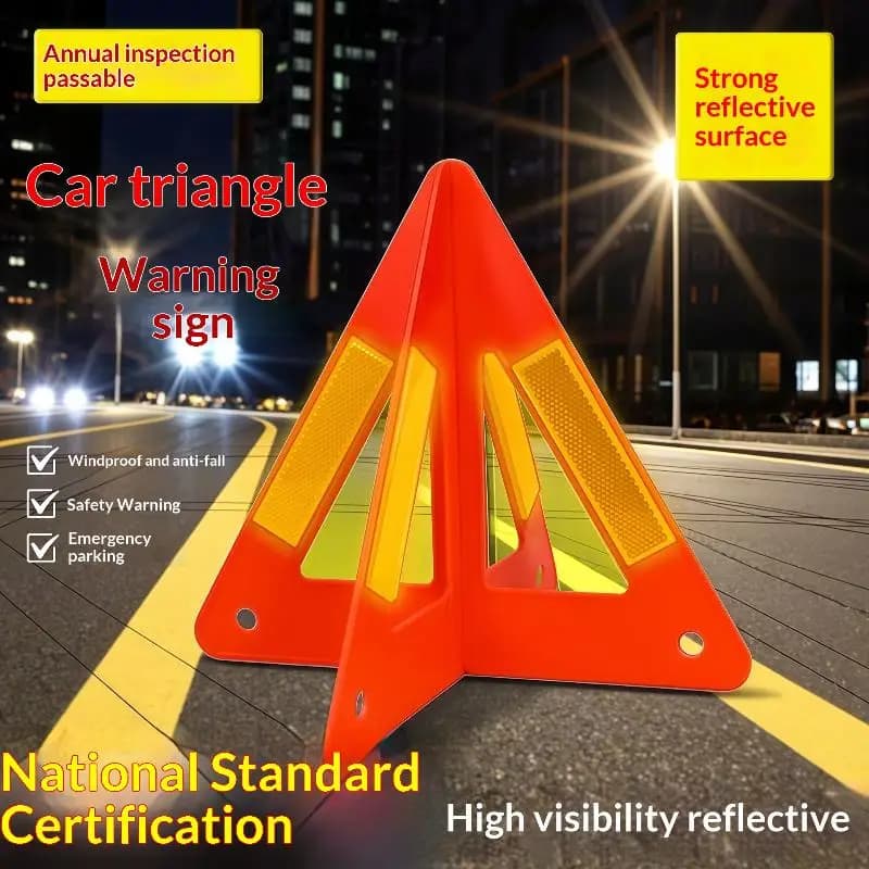 《AM》Reflective Triangle Warning Sign Red Tripod Folded Stop Sign Emergency Breakdown Triangle Warning Tool Cars Stop Sign